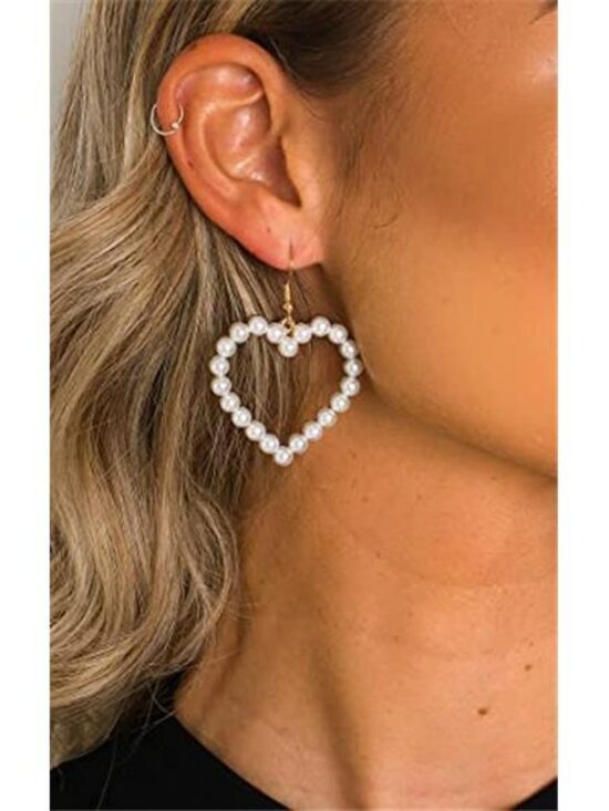 14k Gold/Silver Plated Pearl Drop Dangle Earrings for Women Long Chain Tassel - Picture 5 of 7